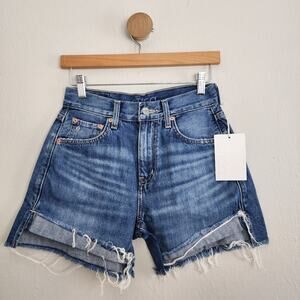 NEW Etica Anthropologie Skylar Flip High Waist Denim Jean Shorts Azure